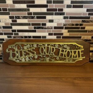 Vintage Gold and Brown 'Bless Our Home' Wall Decor